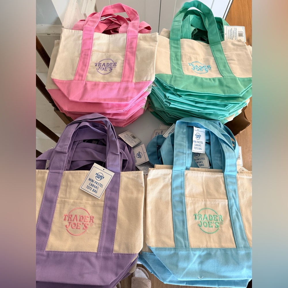 Trader Joe’s Mini Pastel Canvas Tote Bag - Set of 4, one of each color